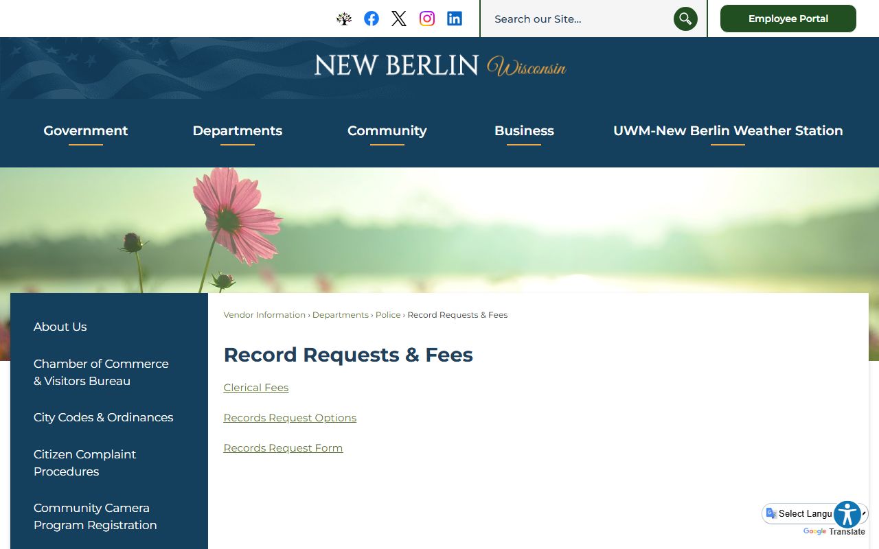 New Berlin Civil Court Records records request and fees resource