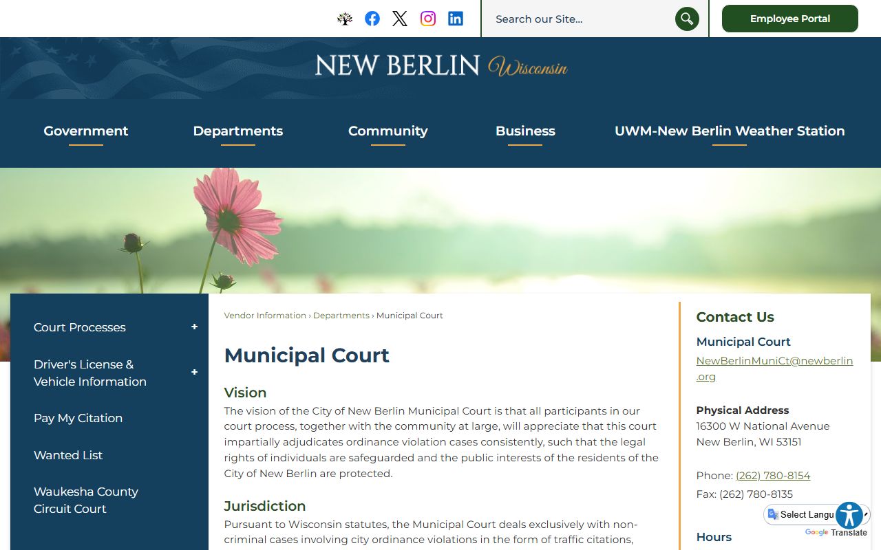 New Berlin Civil Court Records municipal court resource