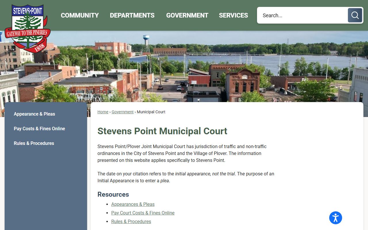Stevens Point Civil Court Records municipal court resource