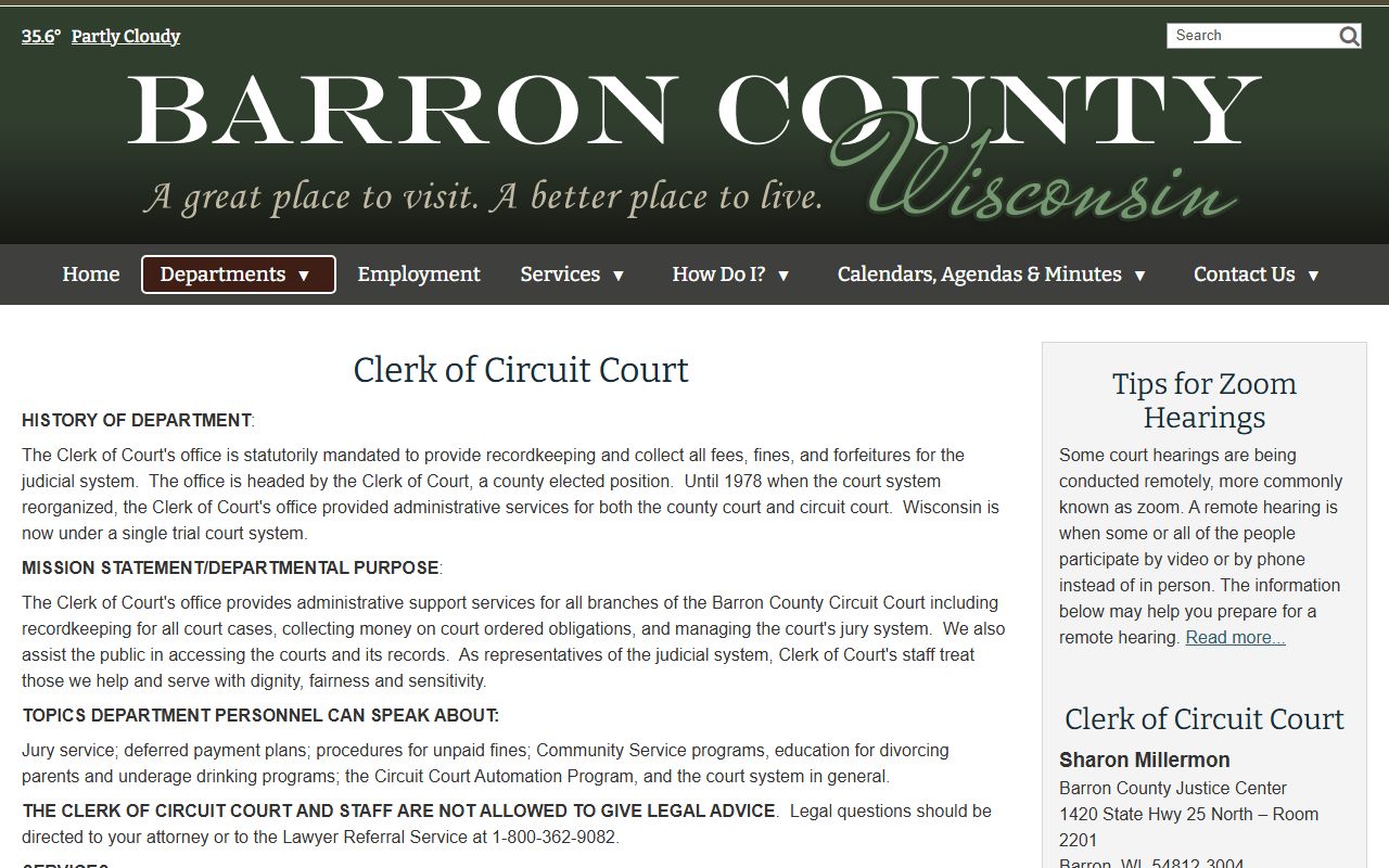Barron County Civil Court Records clerk office resource