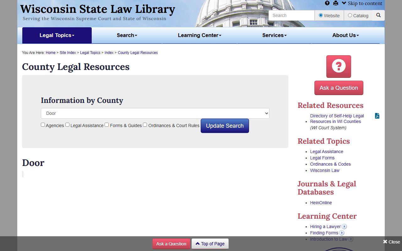 Door County Civil Court Records law library resource