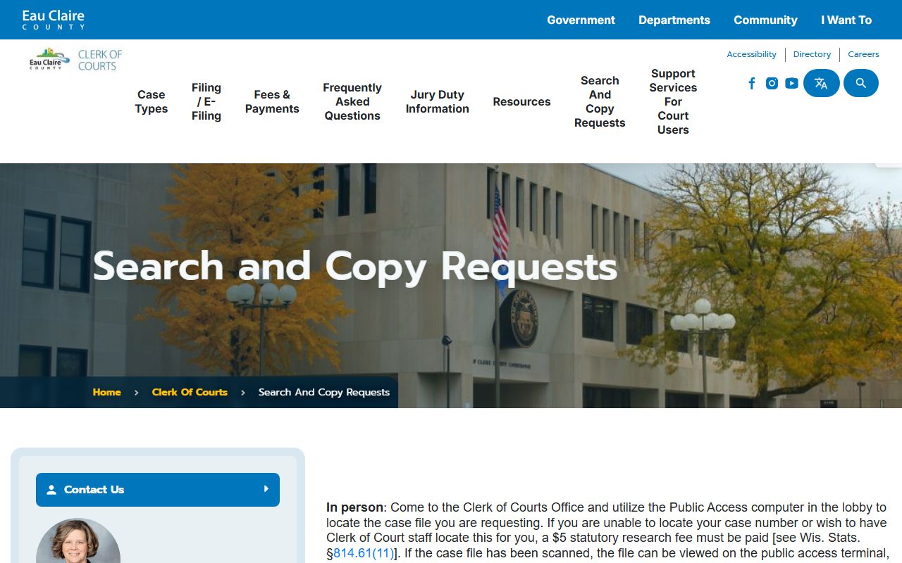 Eau Claire County Civil Court Records copy request resource