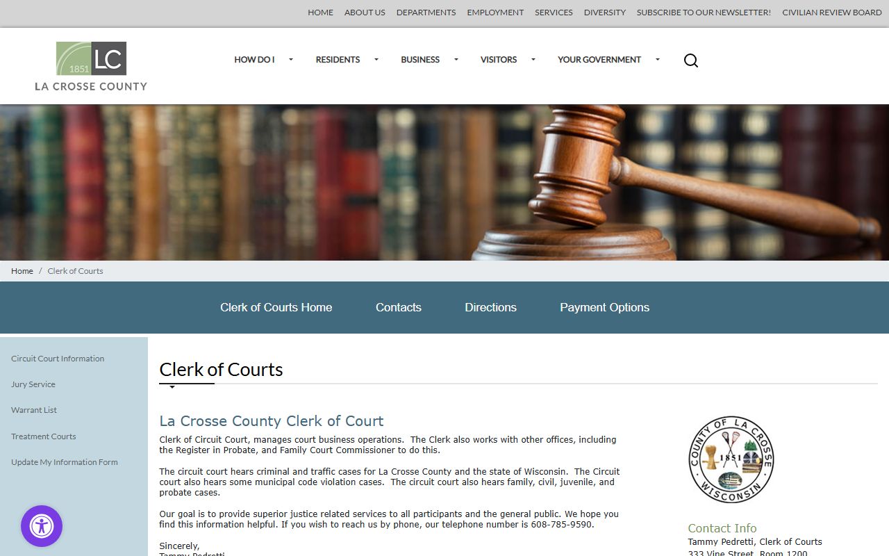 La Crosse County Civil Court Records county court page