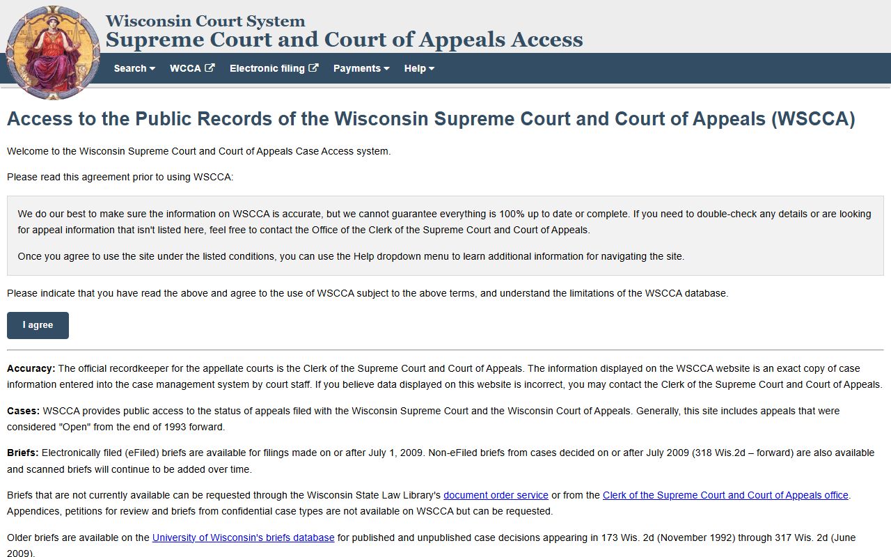 Wisconsin Civil Court Records appellate case access portal