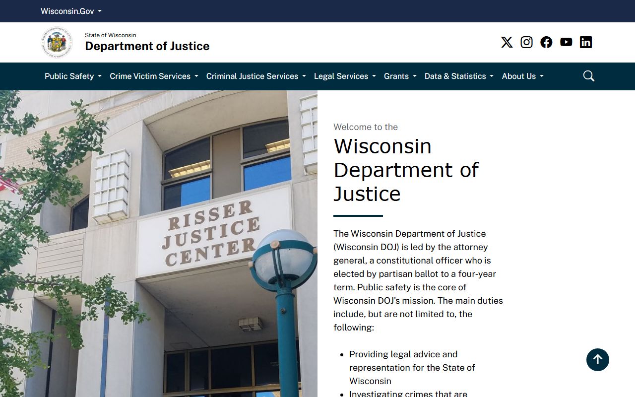 Wisconsin Civil Court Records related DOJ information page