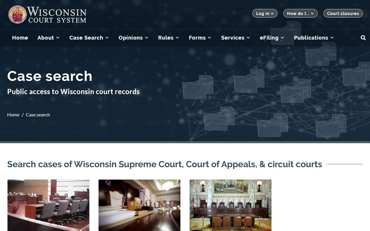 Wisconsin Civil Court Records case search portal