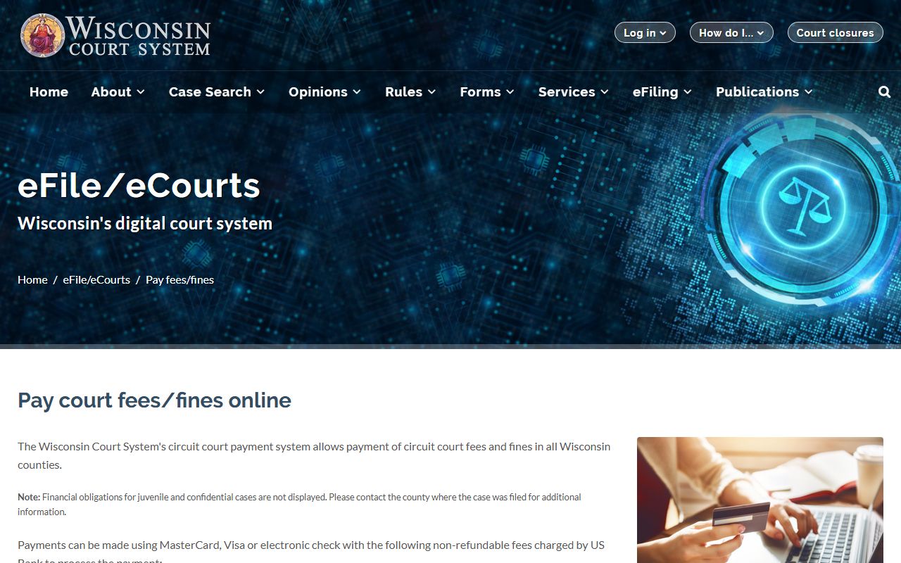 Wisconsin Civil Court Records online payment system